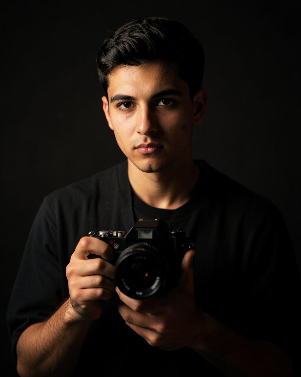 Portrait of the photographer holding a camera